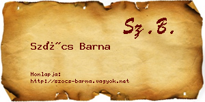 Szőcs Barna névjegykártya